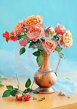 Roses in a vintage jug