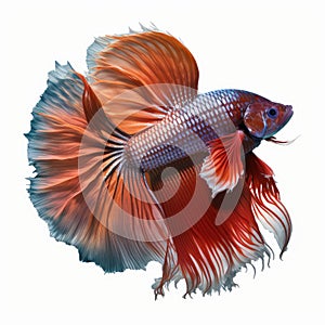 Rosetail Betta Fish. Popular fish. Isolated on White Background.