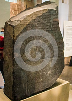 Rosetta Stone in British Museum in London, England.