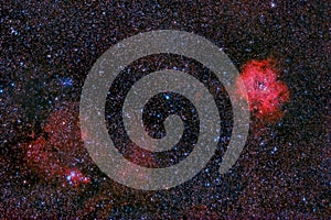 Rosette and cone nebulae in the milky way