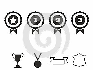 Rosette icons. Vector illustration Icon set of award badges