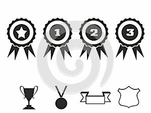 Rosette icons. Vector illustration Icon set of award badges