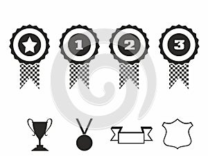 Rosette icons. Vector illustration Icon set of award badges