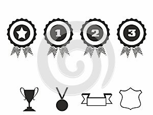 Rosette icons. Vector illustration Icon set of award badges