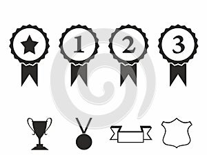 Rosette icons. Vector illustration Icon set of award badges