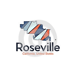 Roseville California City Map Modern Creative Logo Design photo