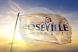 Roseville of California of United States flag waving on the top photo