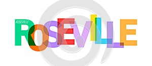 ROSEVILLE. The name of the city on a white background. Vector design template for poster, postcard, banner photo