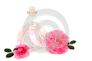 Rosewater for Skincare with Pink Rose Flowers photo