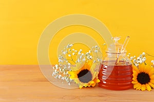 Rosh hashanah jewesh holiday concept - honey traditional holiday symbol