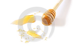 Rosh hashanah (jewesh holiday) concept - top view of honey steack isolated on white. traditional holiday symbols.