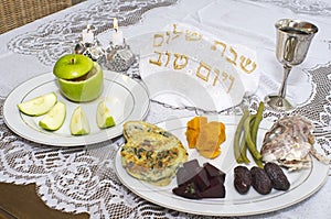 Rosh Hashanah Jewish Holiday Seder Table