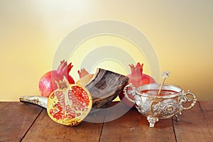 Rosh hashanah (jewish New Year) concept. Traditional symbol