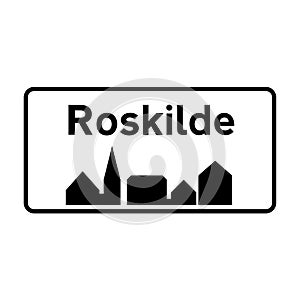 Roskilde city road sign in Denmark