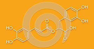 Rosmarinic acid herbal antioxidant molecule. Present in a number of plants including rosemary (Rosmarinus officinalis). Skeletal