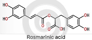 Rosmarinic acid, molecule. It is polyphenol, phenylpropanoid, monocarboxylic acid, non-steroidal anti-inflammatory drug,