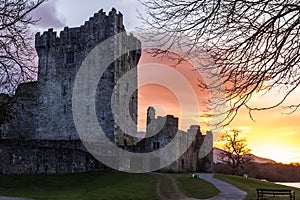 Ross castle at sunset. Killarney. Ireland photo