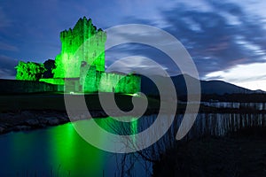 Ross castle at night. Killarney. Ireland photo