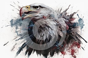 Ross Tran American Flag Eagle Graphic. American Flag. high resolution, Isolate on white Background. photo