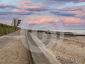 Rossall Beach and Watch Tower at Fleetwood, Lancashire