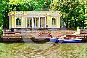 Rossi`s pavilion on the Moika River embankment. photo