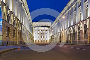 Rossi street and Alexandrinsky theatre at night, St Petersburg, Russia photo