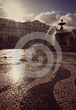 Rossia Square in Lisbon, Portugal photo