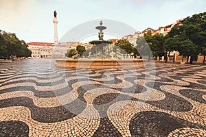 Rossio square in the central Lisbon, Portugal