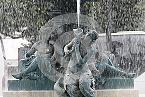 Rossio Square Fountain, Lisbon, Portugal