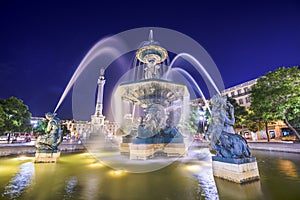 Rossio Square Fountain of Lisbon photo