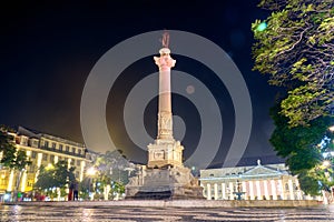 Rossio square in Lisbon at night