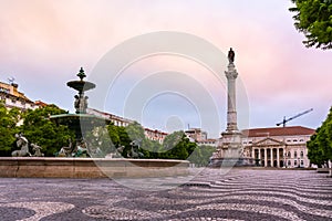 Rossio Square Lisbon Portugal Vacation Destination Sightseeing E