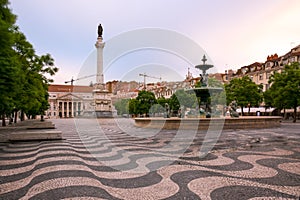 Rossio Square Lisbon Portugal Vacation Destination Sightseeing E