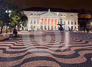 Rossio square at night