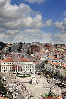 Rossio Square in old downtown Lisbon