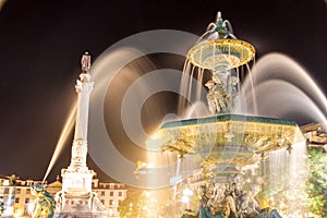 Rossio Square or the Pedro IV Square in Lisbon