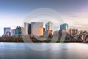 Rosslyn, Arlington, Virginia, USA skyline on the Potomac River