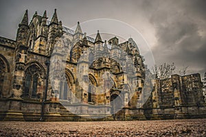 Rosslyn chapel in Scotland UK Medieval Architecture of the Rosslyn Chapel Exterior