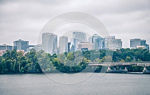 Rosslyn distric arlington skyline across river from washington d