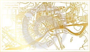 Rostov on Don Russia City Map in Retro Style in Golden Color. Outline Map