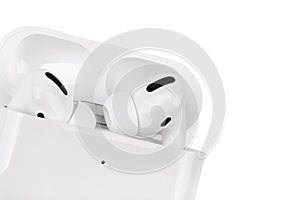 Apple AirPods Pro on a white background.