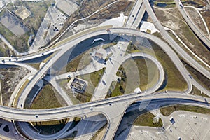 Rostov-on-Don, Top view of vehicles driving on densely curved bridge road