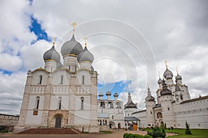 Rostov Kremlin is famous Orthodox ancient temples or churches in Golden Ring of Russia