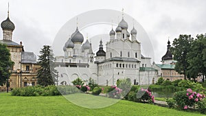 Rostov Kremlin in rainy weather.Gold ring of Russia