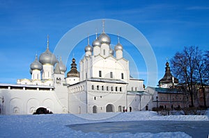 ROSTOV, RUSSIA - January, 2017: Kremlin in Rostov in winter day