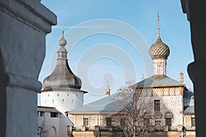 Rostov Yaroslavsky, Russia - Wooden and metal onion-shaped domes of typical Russian churches