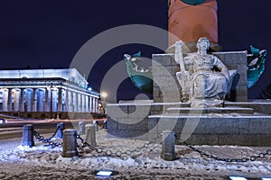 Rostral column landmark Saint Petersburg night