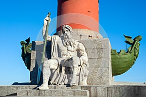 Rostral column with Neptune statue, St Petersburg, Russia