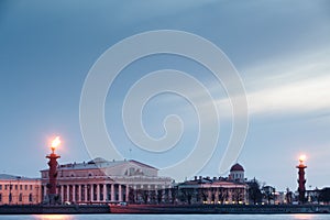 Rostral column in Saint-Petersburg. Russia.