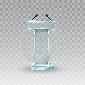 Rostrum speech stand. Podium with microphone.